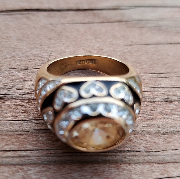 Vintage Gold Tone Citrine Statement Ring (Size 6) - Picture 6 of 7